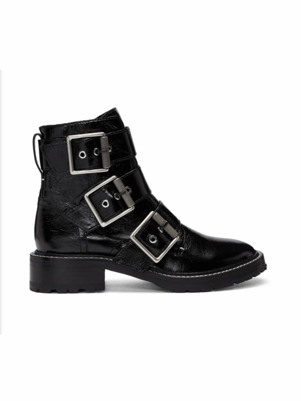 Rag & Bone Cannon Black Buckle Combat Boots Size 37